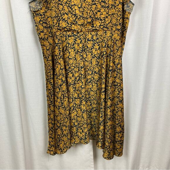 Unique Vintage Navy Blue&Yellow Floral Tie Front 1940’s Swing Midi Dress Sz.5x - Picture 9 of 12